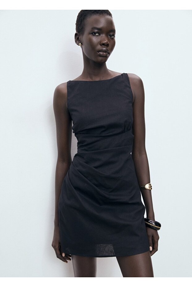 Drape keten elbise - 1