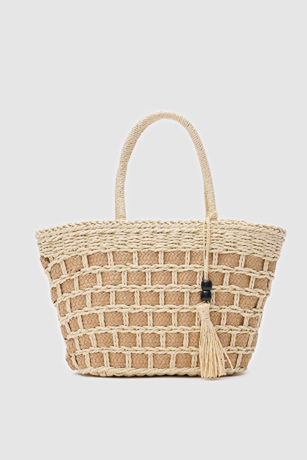 Bej Hasır El ve Çapraz Çanta - 1