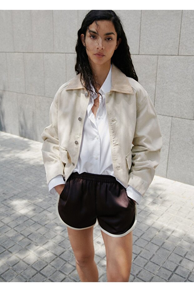 Kontrast şeritli şort - 2