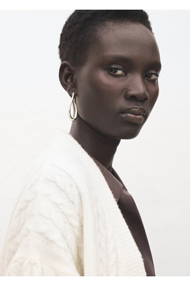 Örgü desenli triko hırka - 6