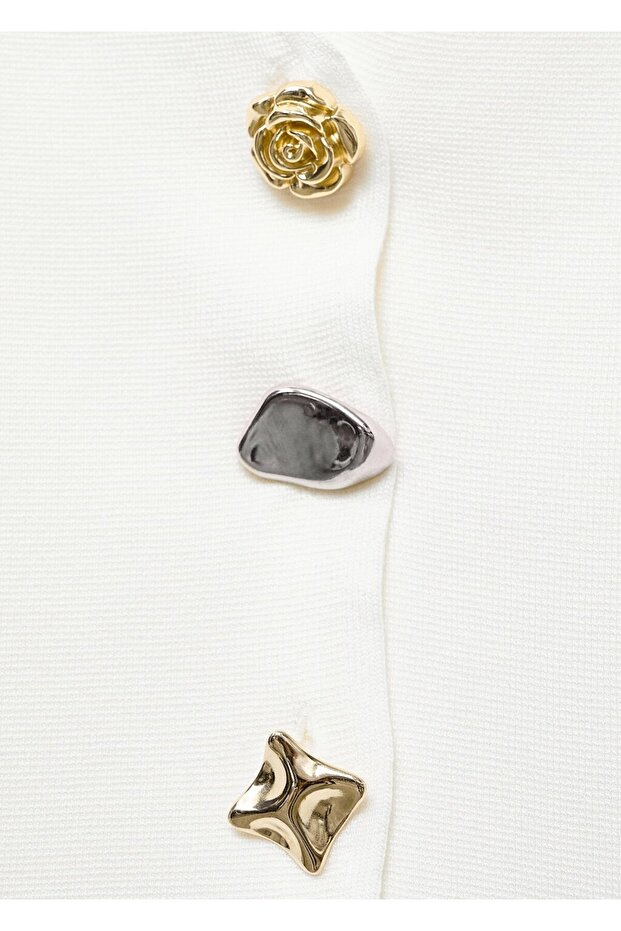 Mücevher düğmeli triko hırka - 7