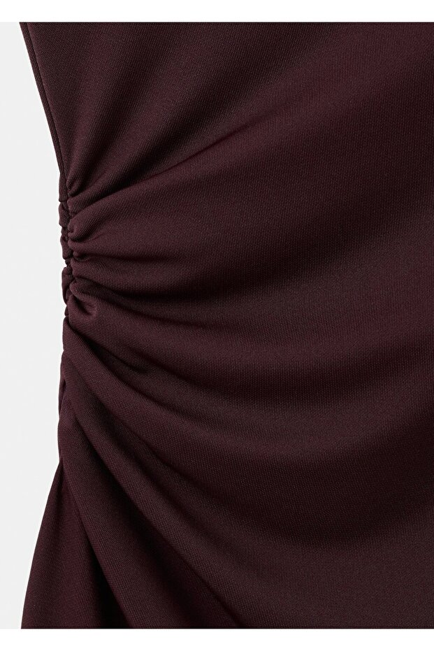 Büzgülü uzun elbise - 5