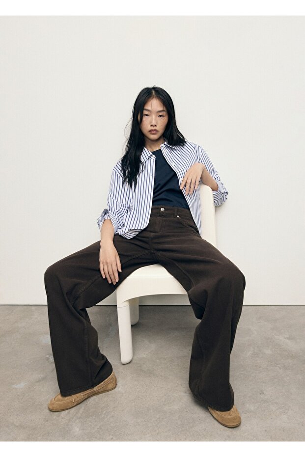 Çizgili crop gömlek - 7