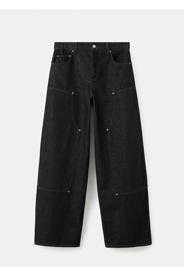 Barrel yamalı jean pantolon - 3