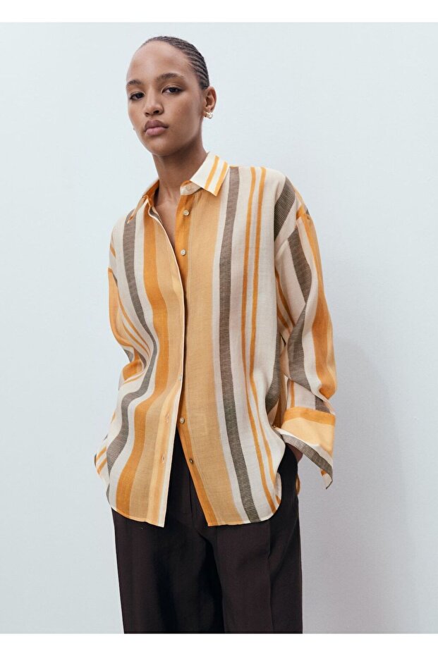 Lyocell çizgili gömlek - 1