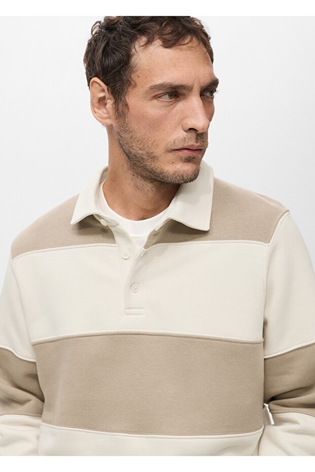 Çizgili polo sweatshirt - 7