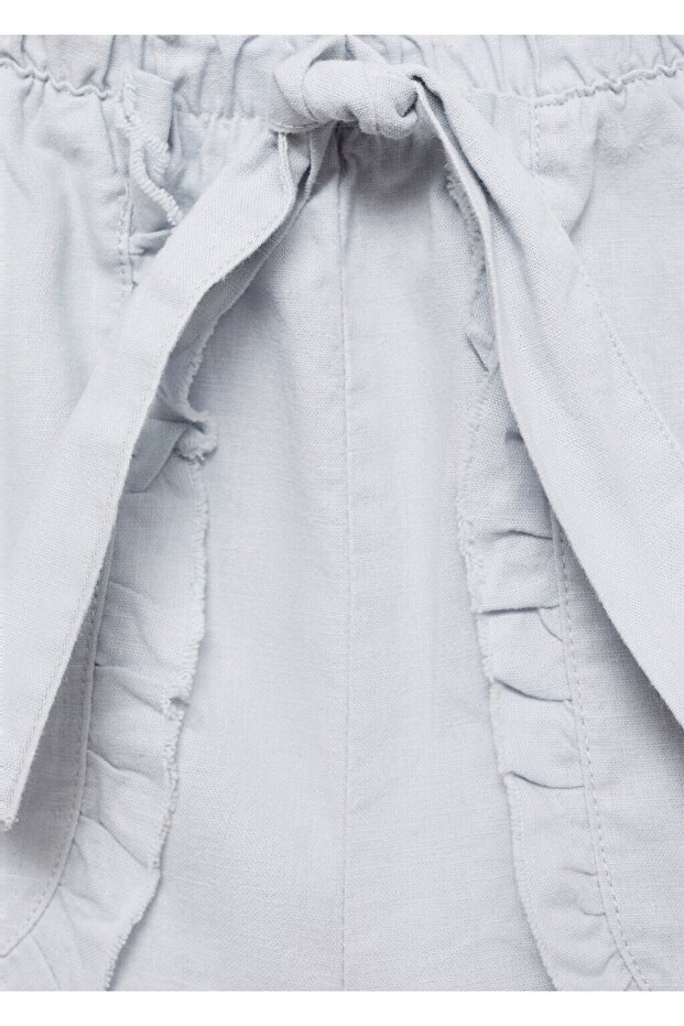 Kemerli keten şort - 5