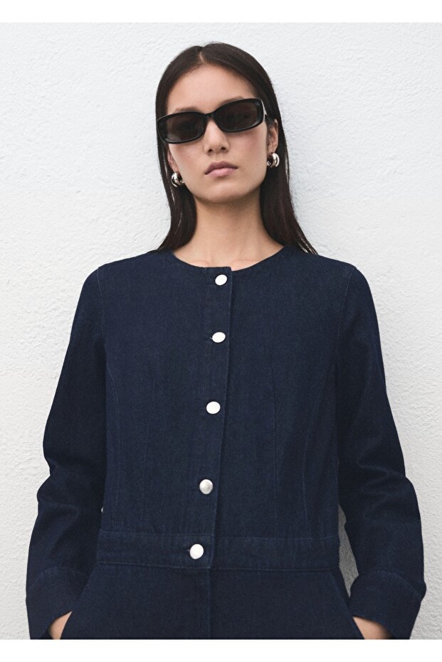 Düğmeli kot tulum - 1