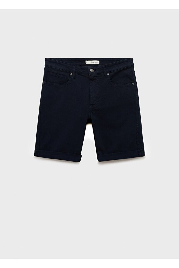 Slim fit kot bermuda şort - 3