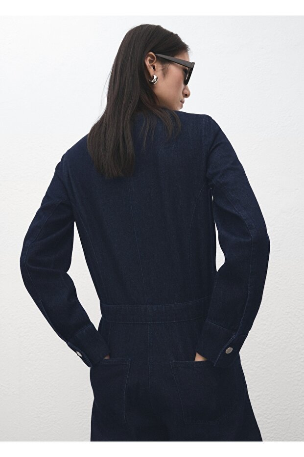 Düğmeli kot tulum - 6