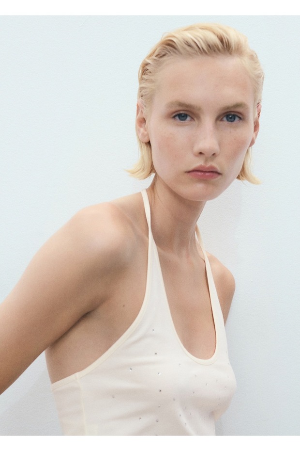 Halter yaka üst metal aplikler - 6