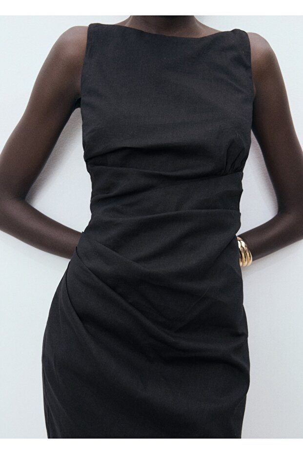 Drape keten elbise - 7