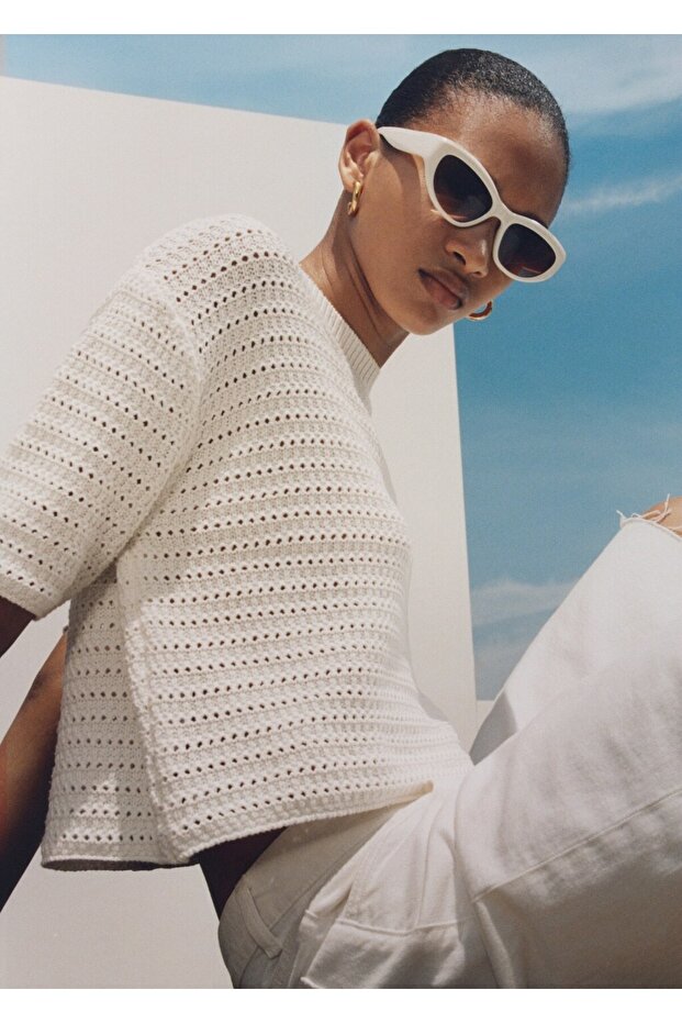 Ajur detaylı triko kazak - 6