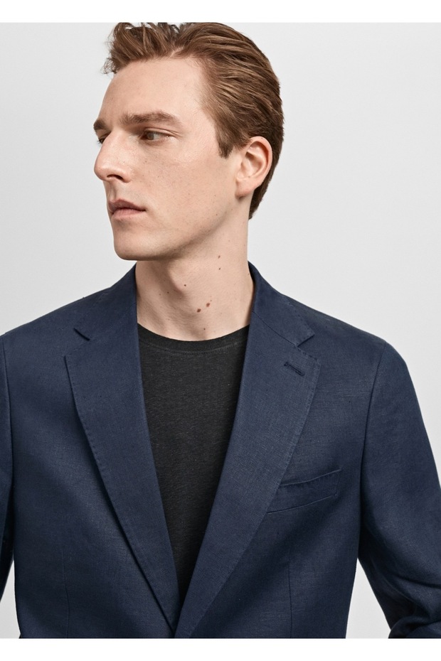 Amalfi %100 keten slim fit blazer ceketi - 7
