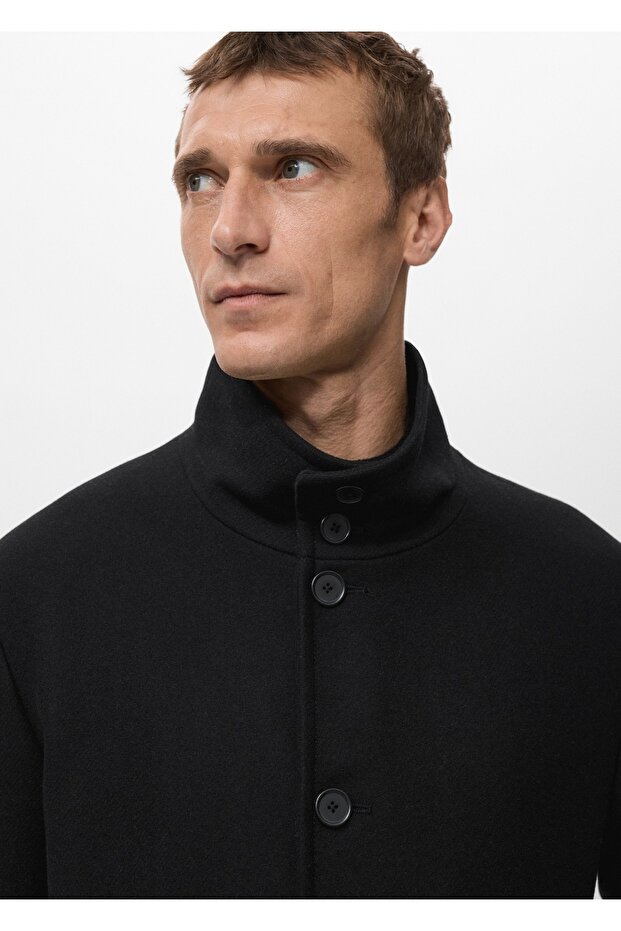 Dik yaka yün palto - 6