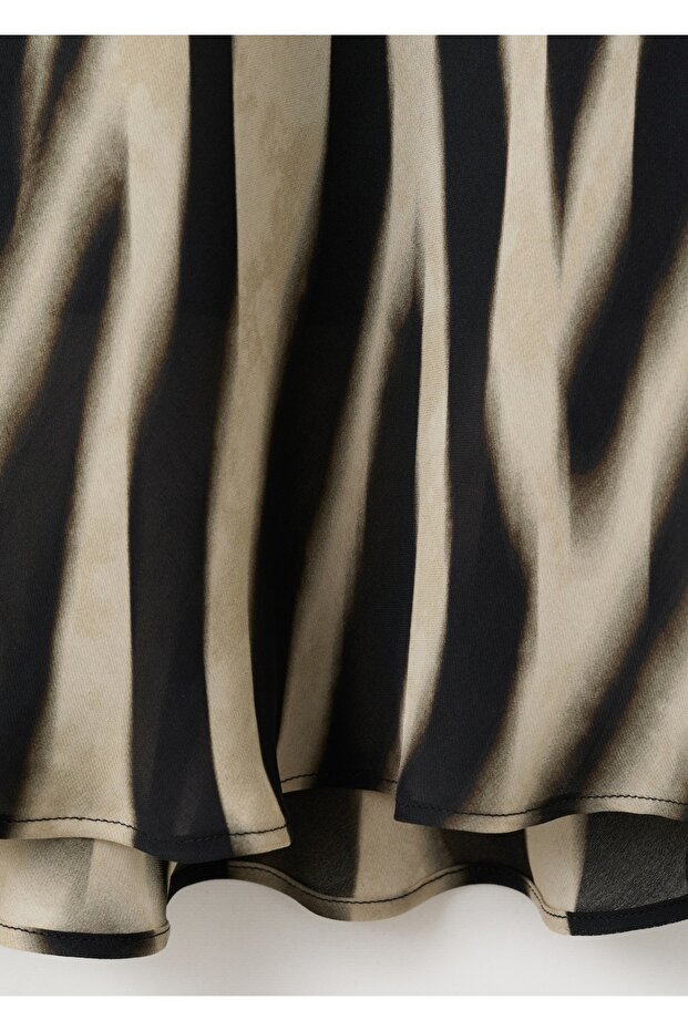 Hayvan desenli evaze elbise - 7