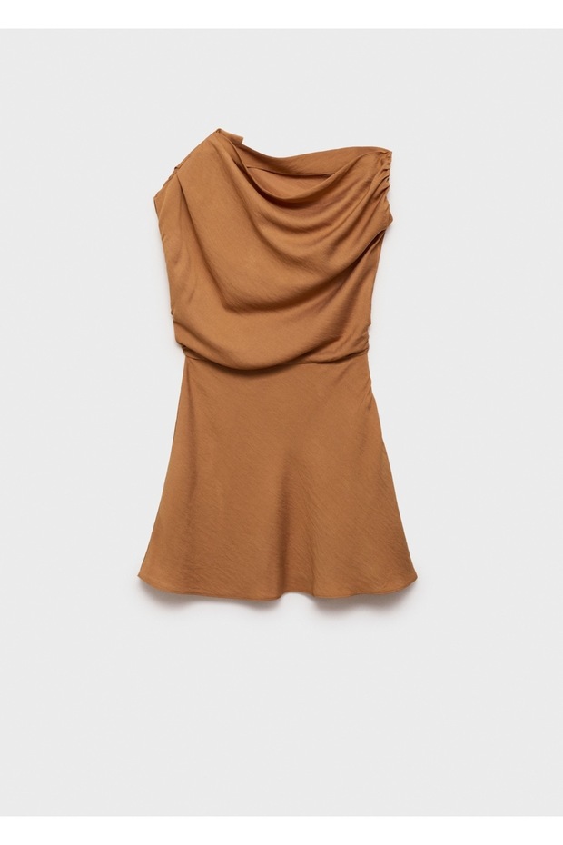 Drapeli asimetrik uzun elbise - 3