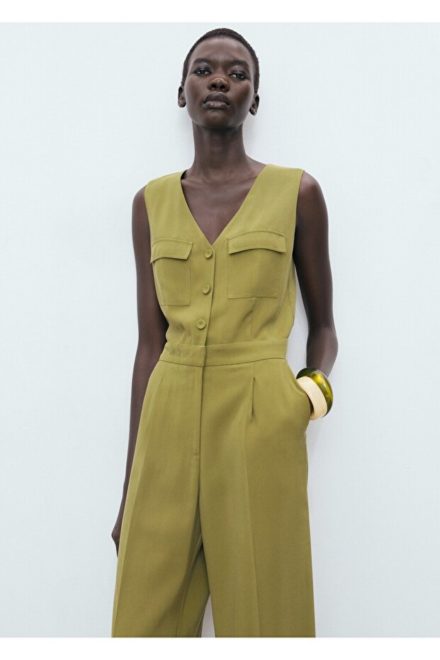 Göğsü cepli uzun tulum - 1