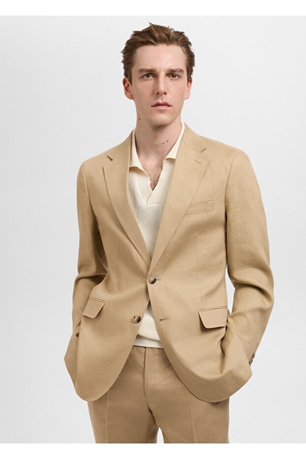 Amalfi %100 keten slim fit blazer ceketi - 1