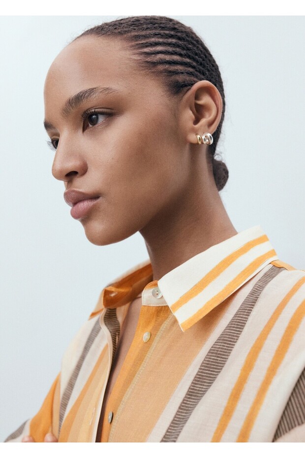 Lyocell çizgili gömlek - 6