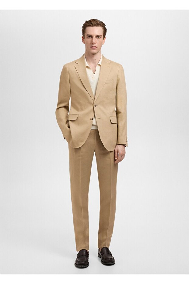 Amalfi %100 keten slim fit blazer ceketi - 2