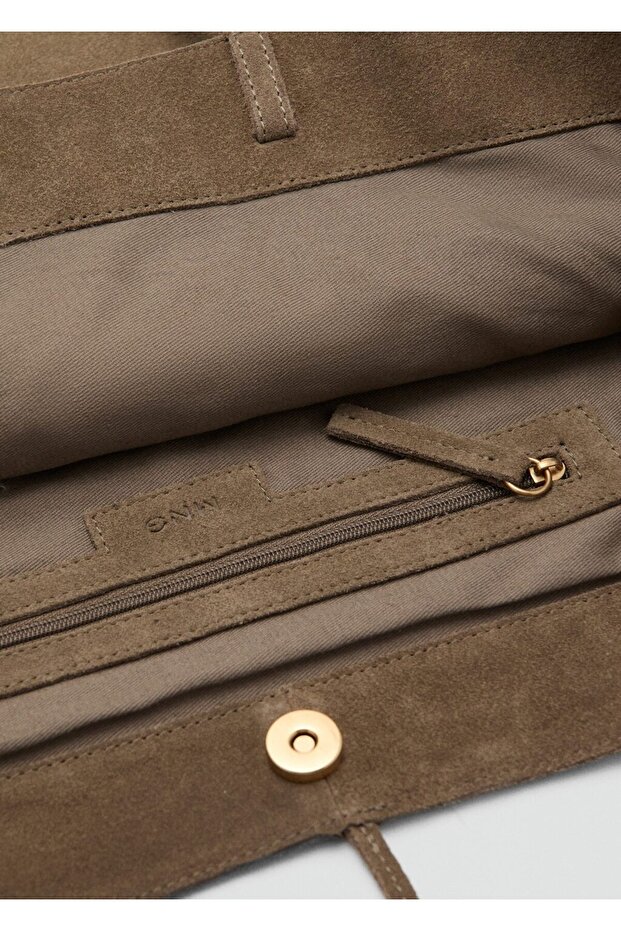 Süet deri shopper çanta - 6