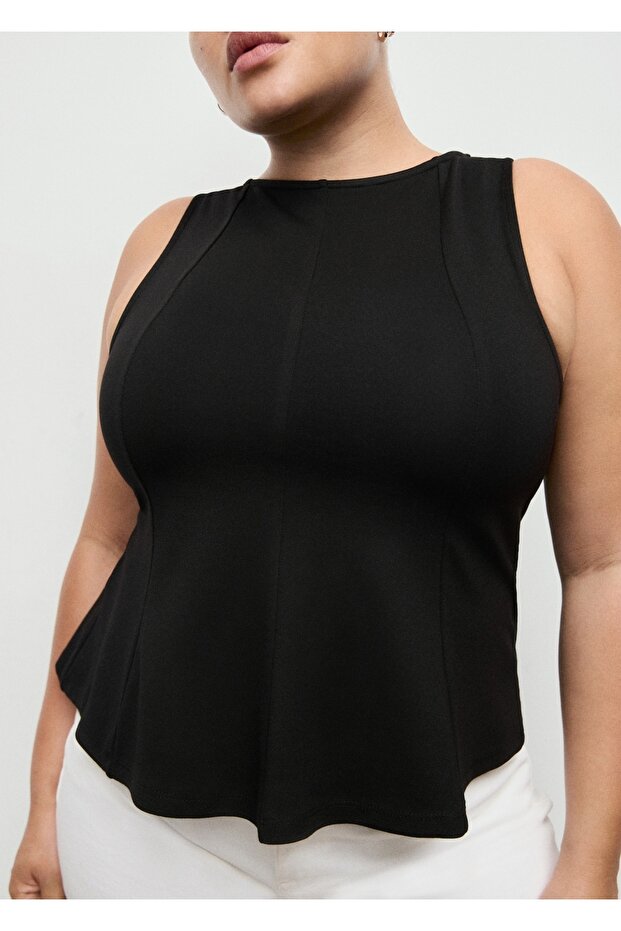 Dikiş detaylı peplum bluz - 8