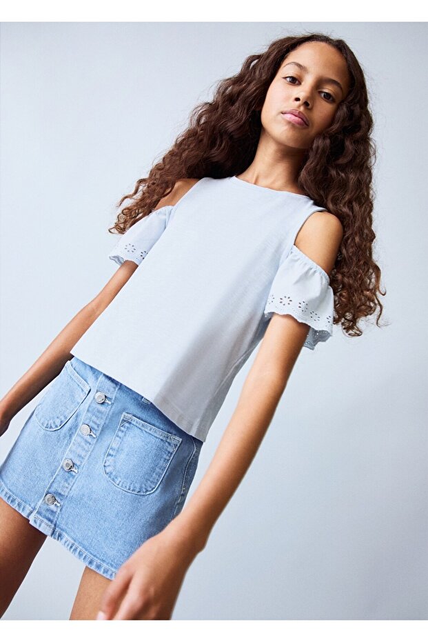 Düğmeli denim etek - 1