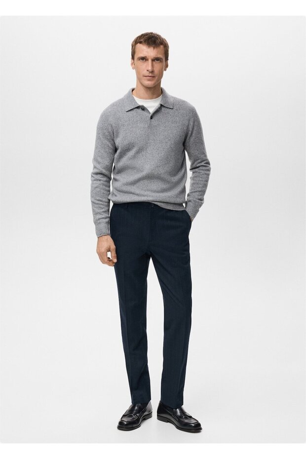 Slim fit flanel pantolon - 2