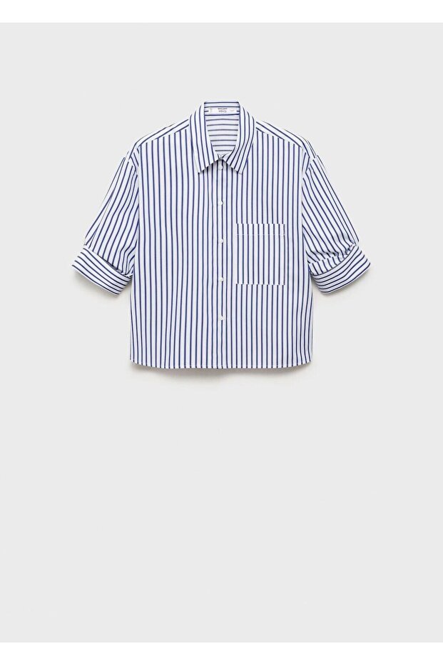 Çizgili crop gömlek - 3