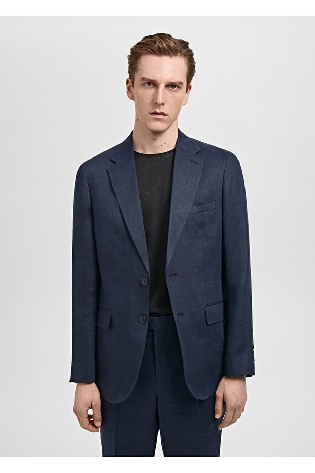 Amalfi %100 keten slim fit blazer ceketi - 1