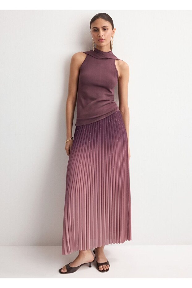 Pileli evaze etek - 2