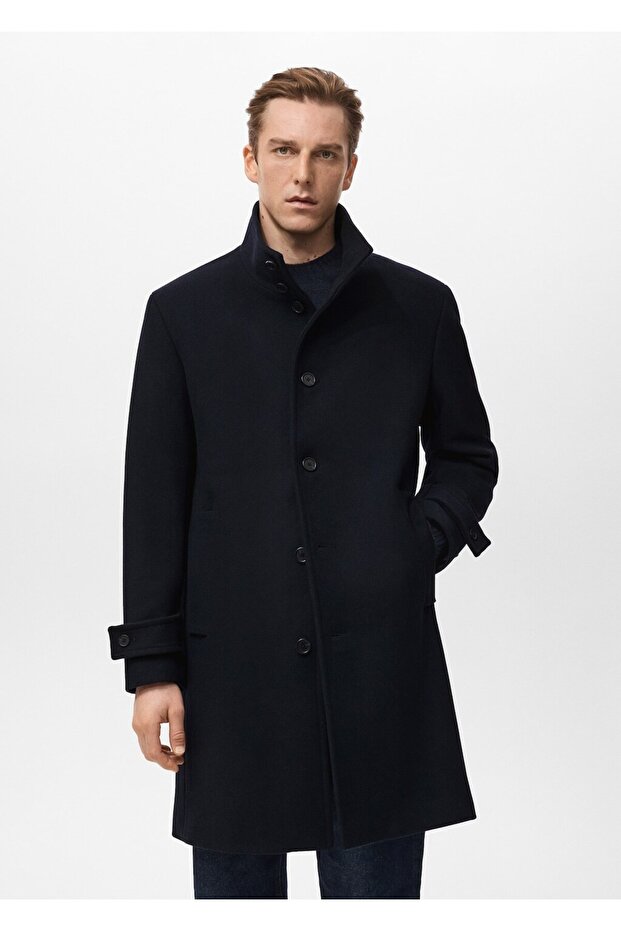 Dik yaka yün palto - 1