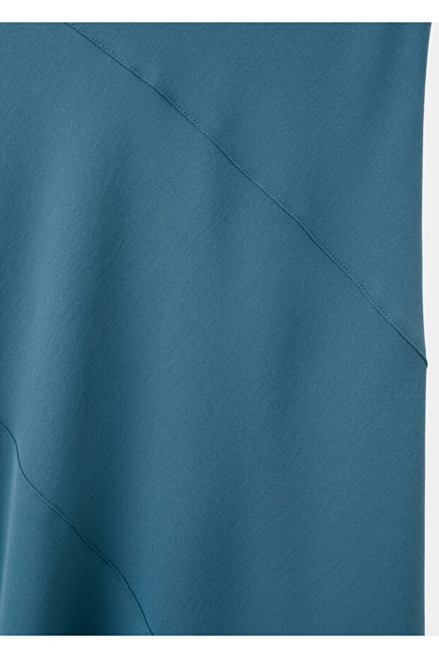 Drape yaka uzun elbise - 5