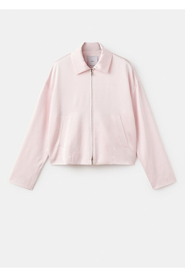 Fermuarlı saten ceket - 3