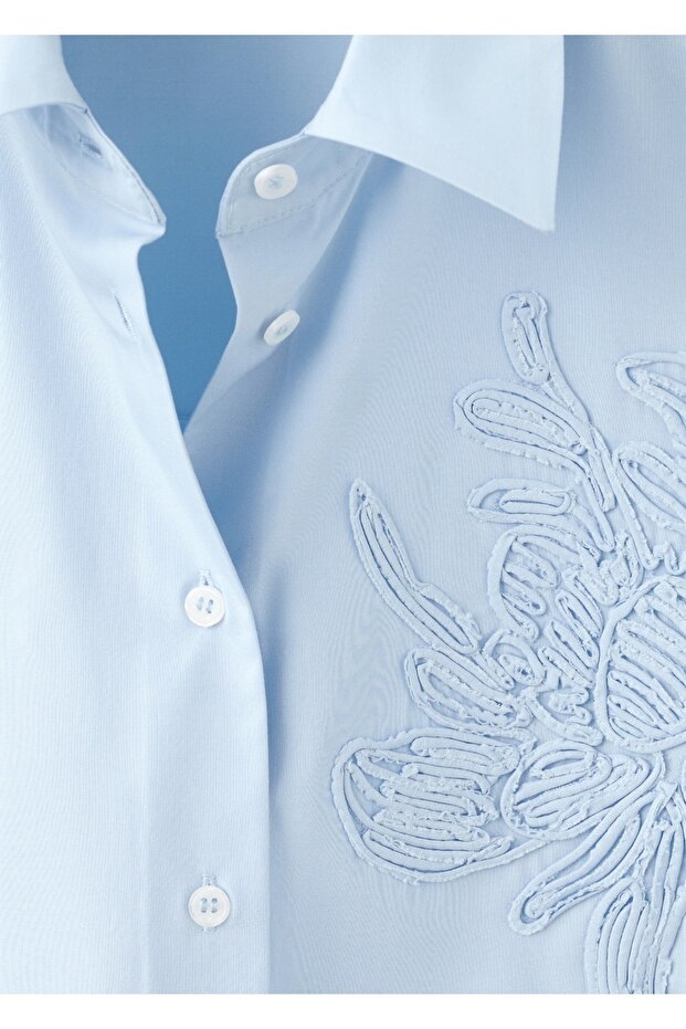 Çiçek işlemeli gömlek - 7