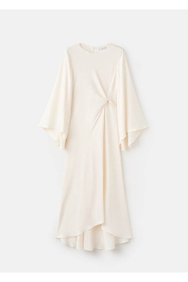 Asimetrik yaka evaze elbise - 3