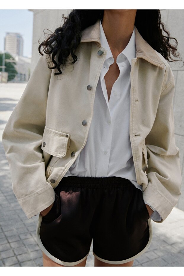 Kontrast şeritli şort - 1