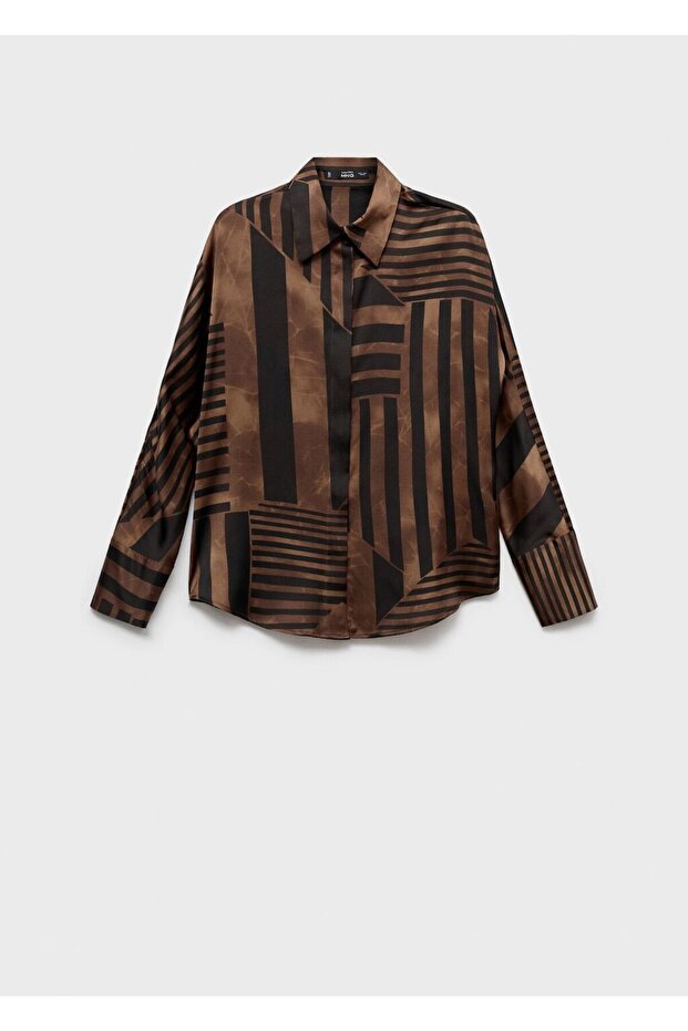Çizgili saten gömlek - 3