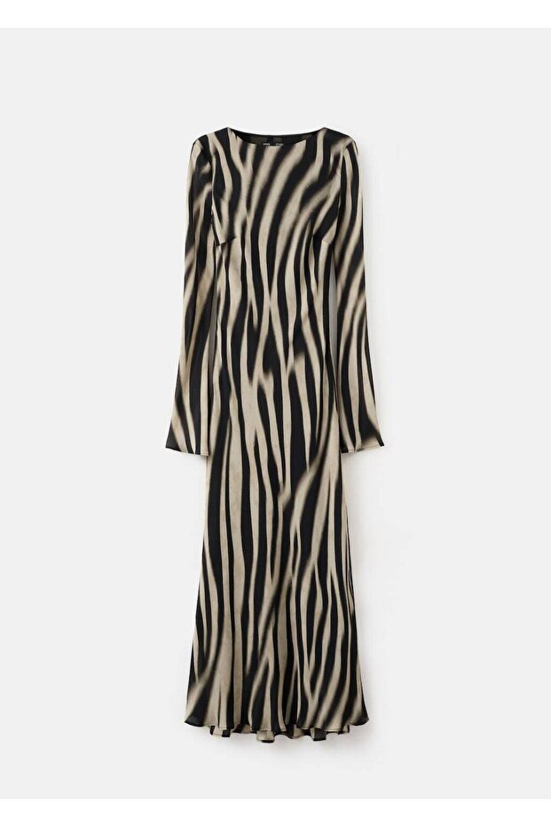 Hayvan desenli evaze elbise - 3