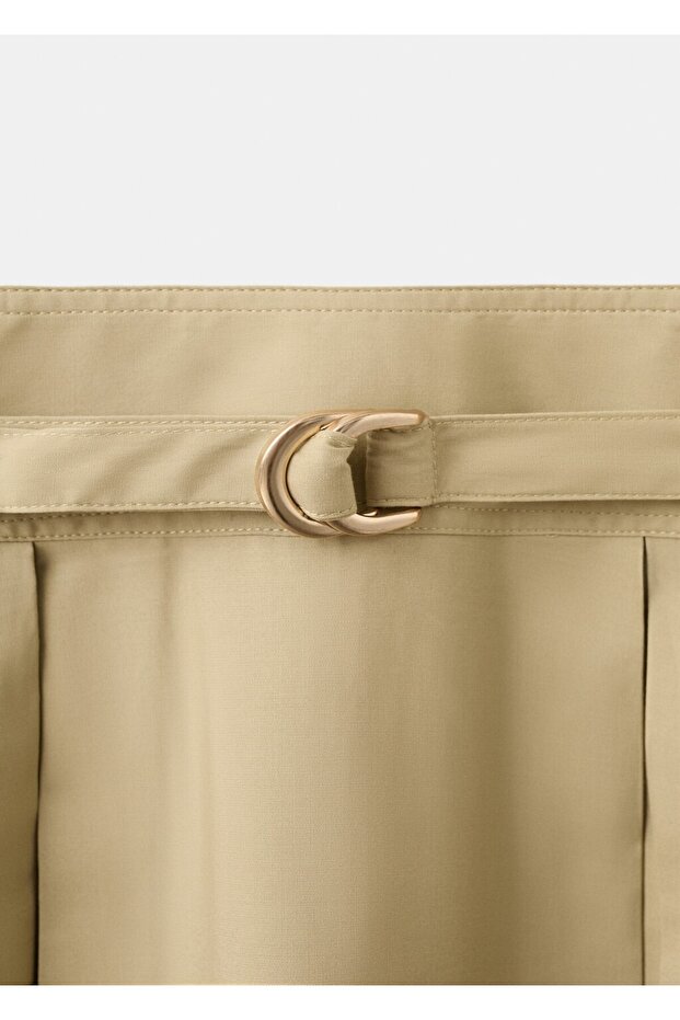 Kemerli flared midi elbise - 8