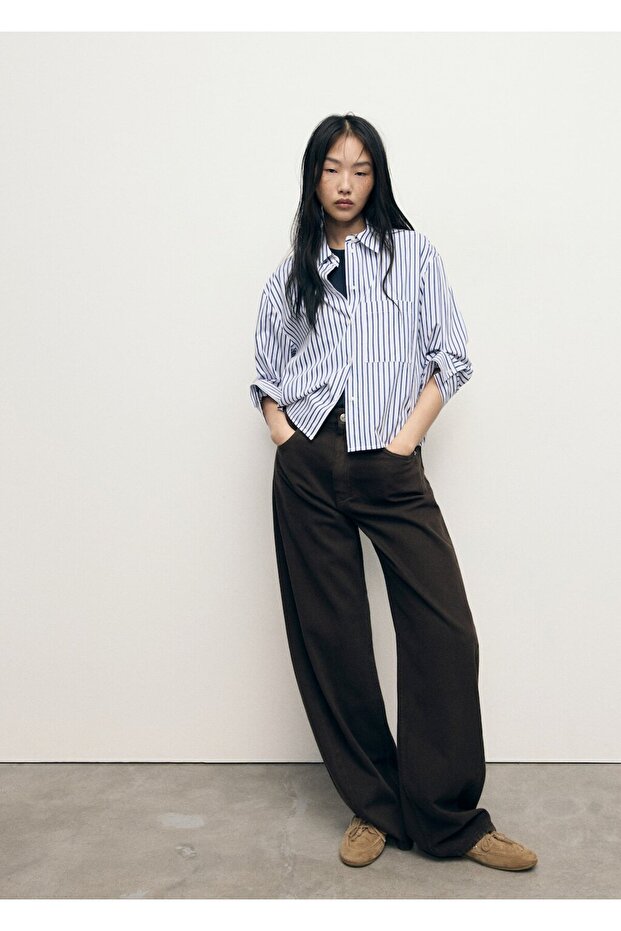 Çizgili crop gömlek - 2