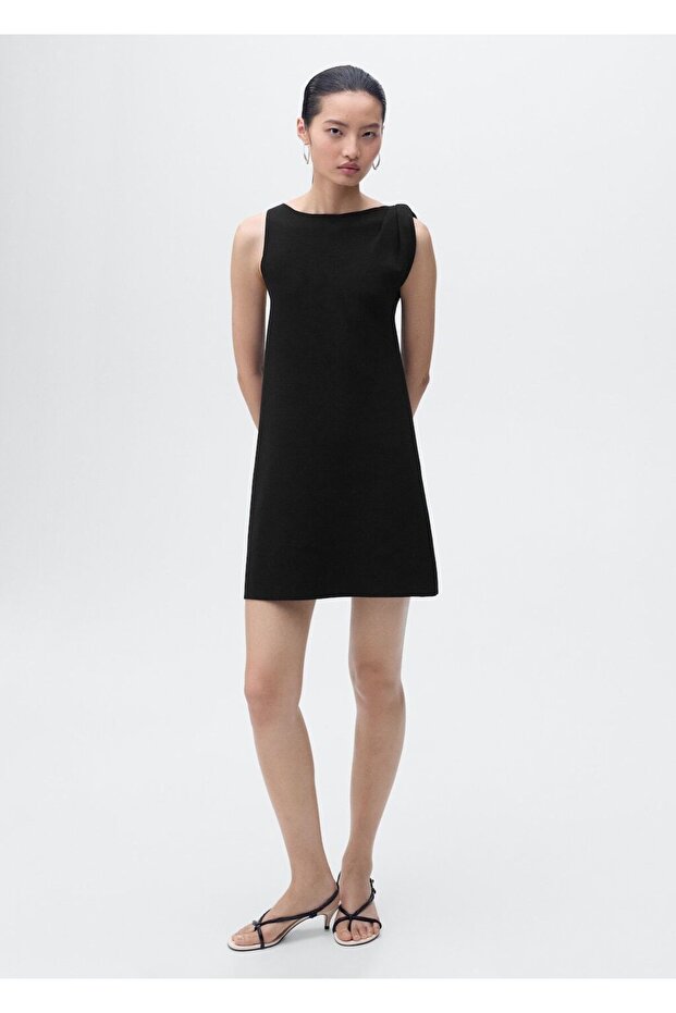 Asimetrik askılı triko elbise - 2