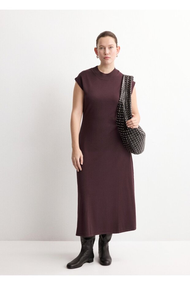 Perkins yakalı triko elbise - 8