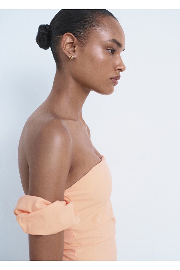 Straplez midi elbise - 6