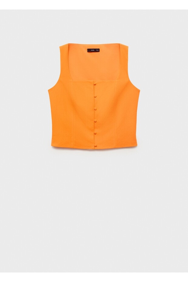 Düğmeli pamuklu bluz - 2