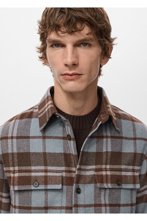 Cepli kareli gömlek ceket - 6