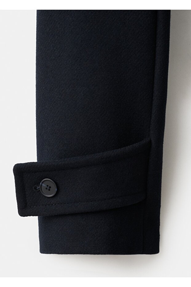 Dik yaka yün palto - 5