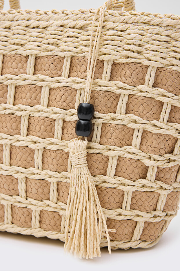 Bej Hasır El ve Çapraz Çanta - 3