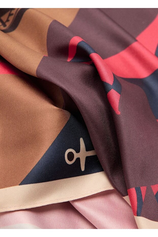 Desenli saten fular - 1